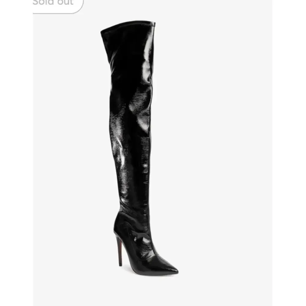 Marciano Guess Black Patent Over the Knee Stiletto Boot Size 38 US  Mob Wife